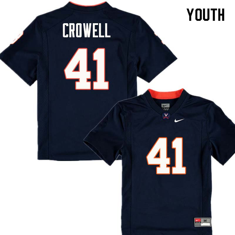 Youth #41 Germane Crowell Virginia Cavaliers College Football Jerseys Sale-Navy - Click Image to Close